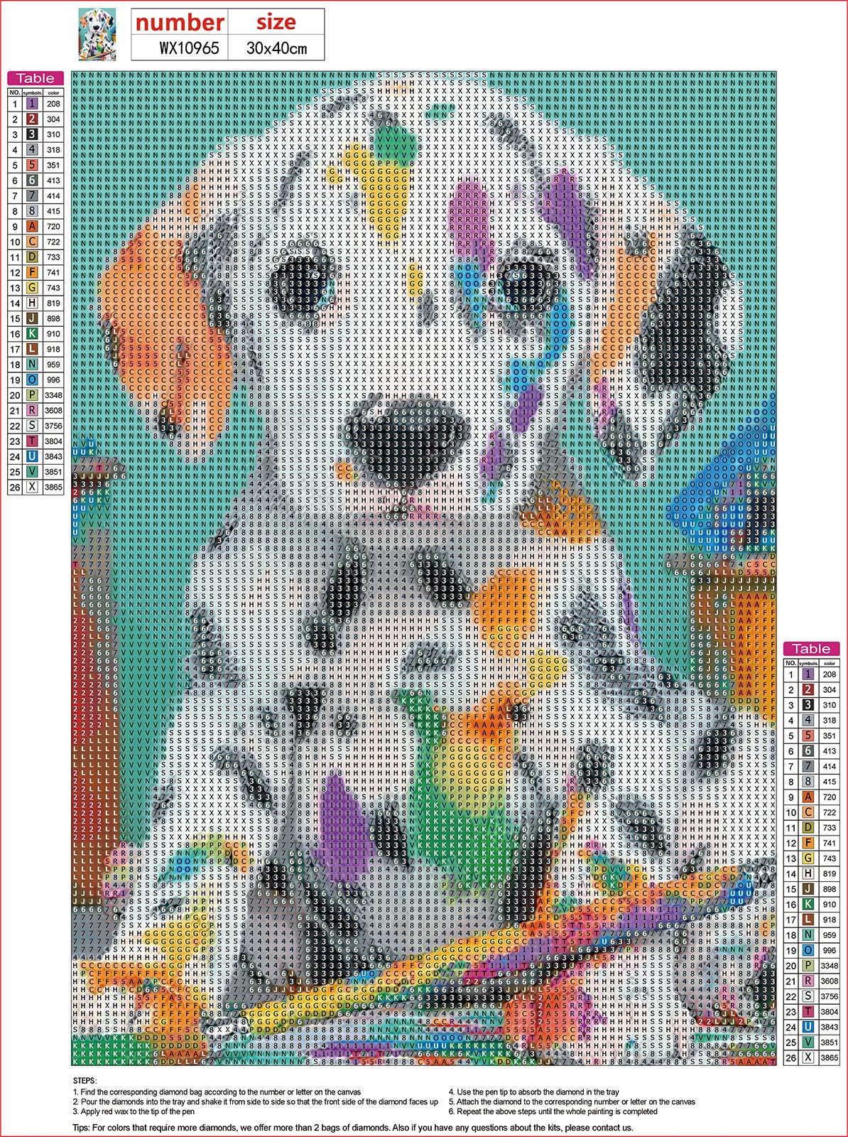 MXJSUA Dalmatian Puppy DIY Diamond Painting by Number Kits for Adults, Dog 5D Round Drill Diamond Gem Art Painting Picture Arts Kits Craft for Home Wall Decor 12x16 Inch MXJSUA