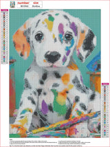 MXJSUA Dalmatian Puppy DIY Diamond Painting by Number Kits for Adults, Dog 5D Round Drill Diamond Gem Art Painting Picture Arts Kits Craft for Home Wall Decor 12x16 Inch MXJSUA