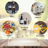 ATZYmolin 17" x 12" Wood Serving Tray with Gold Polished Metal Handles, Home Decorative Wooden Rectangle Ottoman Leather Decor Platter Bathroom Vanity Tray for All Occasions White ATZYmolin