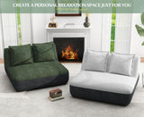 Hobestluk Small Sofa Small Couches for Living Room, Comfy Memory Foam Couch, Mini Sofa with Side Pocket for Living Room, Bedroom (Grey+Green) Hobestluk