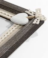 Sapowerntus 8x10 Picture Frames Rustic Wood Farmhouse Cute Heart Love Solid Wooden Family Photo Frame Lace Bow Glass Boho Wall Decor Hanging Tabletop Kids Mom Mother Wedding Gift Sapowerntus