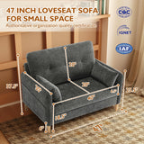 Urhanherry 47" Small Sofa Couch for Bedroom, Soft Chenille loveseat Mini Couch with Throw Pillow and Removable Cushion Cover for Small Spaces, Living Room, Apartment, Dorm, Office(Dark Grey) Urhanherry