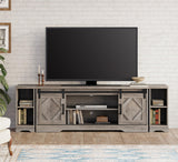 WAMPAT Modern Farmhouse TV Stand for up to 85" TVs Wood Entertainment Center with Open Storage for Living Room,Rustic Grey WAMPAT