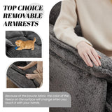 110" U Shape Cloud Couch, Comfy Upholstered Sectional Couches for Living Room, Oversized Modular Sleeper Sectional Sofa with Double Cushions & 4 Lumbar Pillows, Grey jonpony