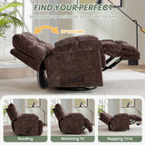 VIKAYAMICS Oversized Rocker Recliner Chair 42” Power Swivel Recliner for Living Room Overstuffed Extra Wide Rocking Recliners with Breathable Soft Fabric Up to 400lbs(Manual Brown) VIKAYAMICS