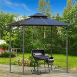 Outsunny 8' x 5' Barbecue Grill Gazebo Tent, Outdoor BBQ Canopy with Side Shelves, and Double Layer PC Roof, Brown Outsunny