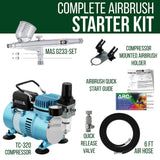 Master Airbrush Cool Runner II Dual Fan Air Compressor System Kit with a G233 Gravity Feed Dual-Action Airbrush Pro Set, 0.2, 0.3, 0.5 mm Tips - Hose, Holder, How-To Guide - Hobby, Auto, Cake, Tattoo Master Airbrush