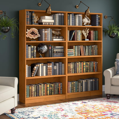 Bush Furniture Universal Tall 5 Shelf Bookcase in Natural Cherry - WoodArtSupply