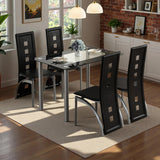 Karl home 5-Piece Dining Table Set with 1 Glass Dining Table and 4 PVC Chairs, Modern Dining Table Set for Kitchen & Breakfast Dining Living Room, Space Saving Karl home