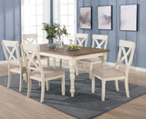 Roundhill Furniture Prato 7-Piece Dining Table Set with Cross Back Chairs, Antique White and Distressed Oak Roundhill Furniture