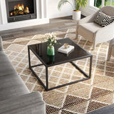 SAYGOER Black Glass Coffee Table Small Modern Coffee Tables 26.7in Square Tempered Glass-Top Accent Center Table for Living Room Home Office with Black Metal Frame Easy Assembly SAYGOER