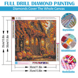 Fall Pumpkin House Leaf Diamond Painting Kits for Adults, 5D Diamond Art Kits for Adults Beginners, DIY Full Round Drill Diamond Dot Painting Gem Art Kits for Adult, Home Wall Decor 13.8x13.8 Inch LKHMVCA