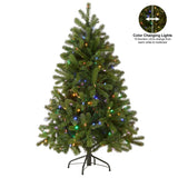 National Tree Company Pre-Lit 'Feel Real' Artificial Full Downswept Christmas Tree, Green, Douglas Fir, Dual Color LED Lights, Includes PowerConnect and Stand, 4.5 feet National Tree Company