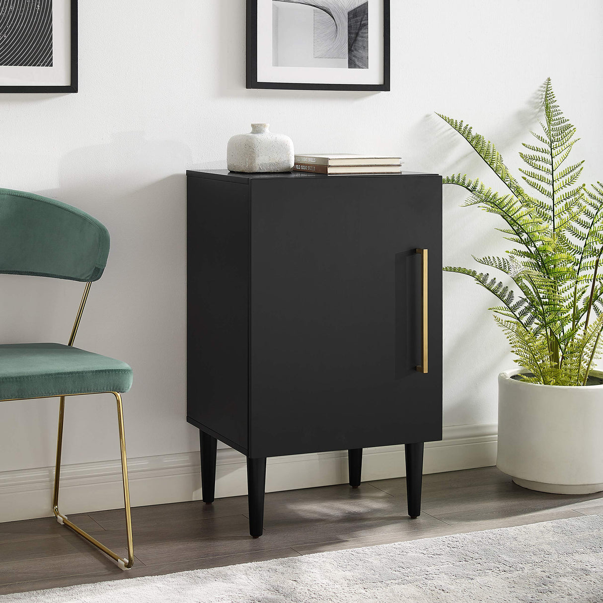 Crosley Furniture Everett Record Player Stand with Storage for Vinyl Records, Matte Black Crosley Furniture