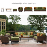Signature Design by Ashley Horizon Hall Vintage Outdoor Weather Resistant Resin Wicker Loveseat with Cushion and 2 Accent Pillows, Green & Dark Brown Signature Design by Ashley