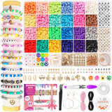 5800 PCS Clay Beads Bracelet Making Kit, 24 Colors Flat Preppy Beads for Friendship Jewelry Making, Polymer Heishi Beads with Charms DIY Arts and Crafts Birthday Gifts Toys for Teen Girls Age 6+ BHYTAKI