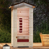 BNEHS Outdoor Sauna 1 Person,Full Spectrum Infrared Sauna,Home Sauna with 10 Minutes Warm Up Heating Tubes & Panels,Personal Wooden Sauna Room with Bluetooth Speaker,1820Watt BNEHS
