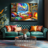 Northern Lights Landscape Jigsaw Puzzles for Adults Fantasy Fairy Cat 1000 Piece Book Room Puzzle for Adults with Letters on Back Challenging Family Puzzle Blueforest