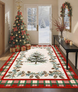 GarveeHome Red Checkered Christmas Rug 3x5 Washable Holiday Area Rugs for Living Room, Non-Slip Christmas Tree Rug for Bedroom Stain Resistant Low-Pile Carpet for Entryway Dining Room Nursery GarveeHome