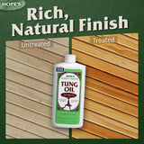 HOPE'S 100% Pure Tung Oil, Food Safe, Premium Waterproof Natural Wood Finish and Sealer for Indoor and Outdoor Projects,16 Fl Oz, 2 Pack HOPE'S