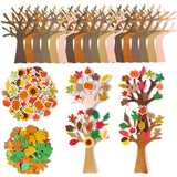 JAPBOR Fall Tree Crafts for Kids - 224PCS DIY Autumn Foam Stickers Art Craft Kit, Glitter Self Adhesive Tree Bulk, Make Your Own Thanksgiving Party Game Supplies for Home Classroom School Activities JAPBOR
