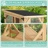 GIODIR 71" H Cat Catio Outdoor Cats Enclosure Window, 4 Tiers Cat Wooden House Cage on Wheels, Large Catios for Cats Indoor Patio with Waterproof Roof, Removable Floor and Scratching Post (Natural) GIODIR