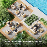 ABCASA Patio Furniture Set, 5-Piece Wicker Outdoor Patio Furniture Sets with Coffee Table,Boho Patio Conversation Set Sectional Sofa with All-Weather Cushions for Backyard,Porch,Beige ABCASA