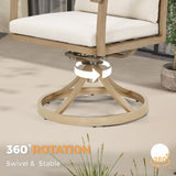 HAPPATIO Aluminum 9 Piece Patio Dining Sets, Outdoor Dining Set for 8, Patio Furniture Sets, 2 Swivel Dining Chairs, 6 Dining Chairs, Aluminum Furniture Set for Patio, Yard (Beige) HAPPATIO