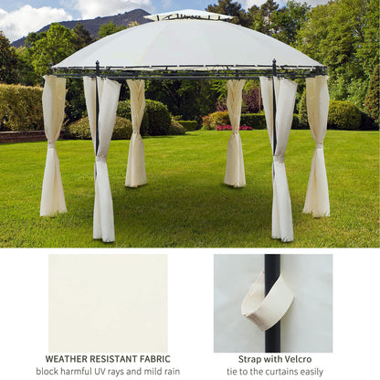Outsunny 11.5' Patio Gazebo, Outdoor Gazebo Canopy Shelter with Curtains, Romantic Round Double Roof, Solid Steel Frame for Garden, Lawn, Backyard