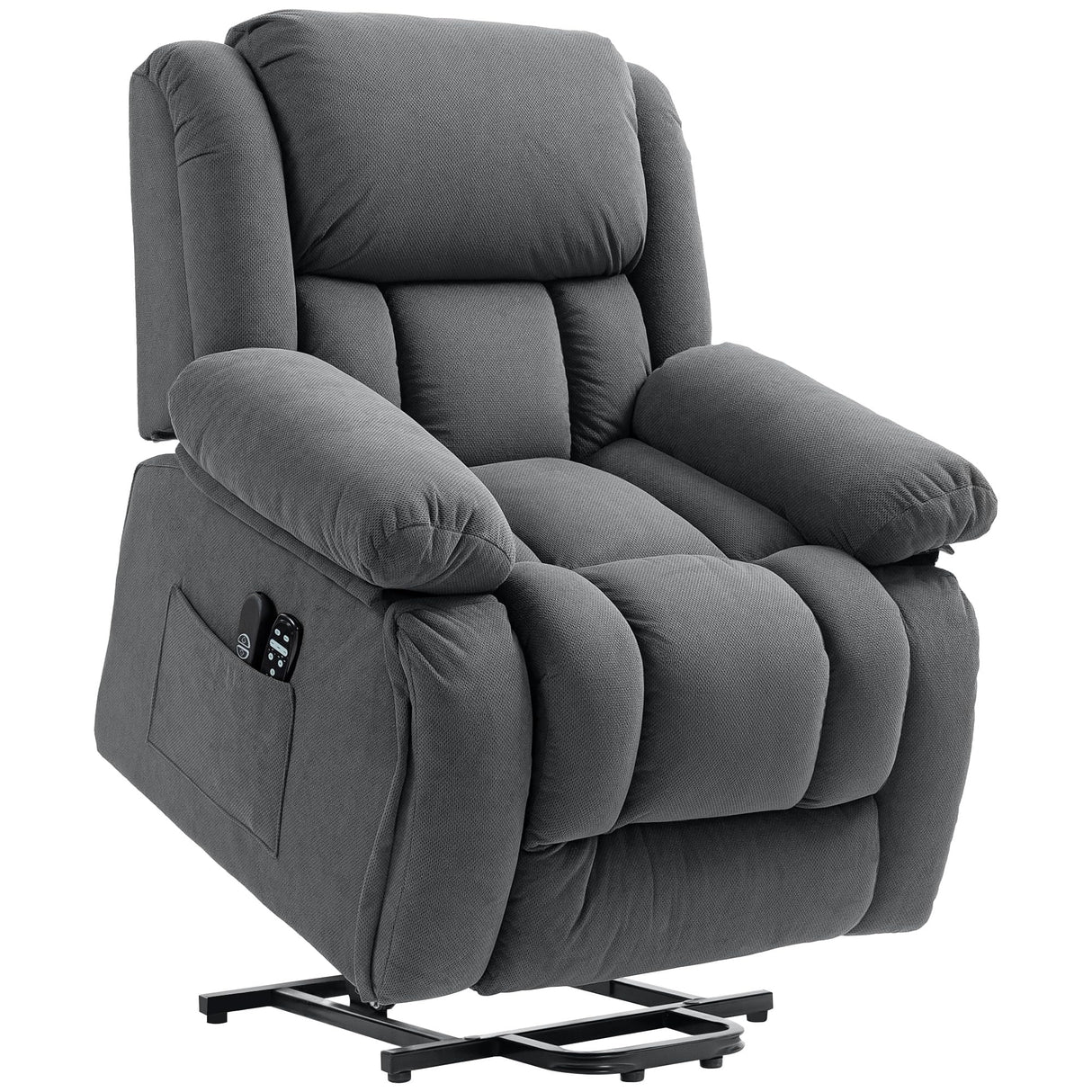 HOMCOM Power Lift Recliner Chair for Elderly with Vibration Massage and Heat, Overstuffed Fabric Lift Chair Sofa with Remote Control, USB Port, Side Pockets, Pocket Spring, Gray HOMCOM
