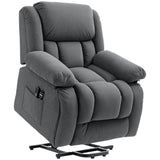 HOMCOM Power Lift Recliner Chair for Elderly with Vibration Massage and Heat, Overstuffed Fabric Lift Chair Sofa with Remote Control, USB Port, Side Pockets, Pocket Spring, Gray HOMCOM