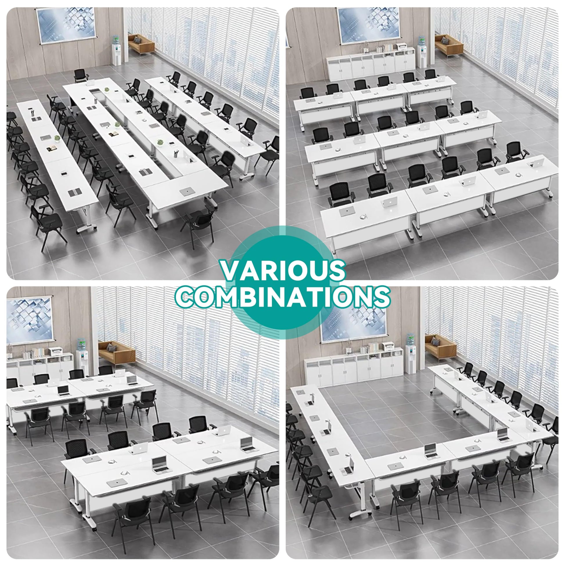 Conference Table, Folding Conference Room Tables With Flip-Top Design, With Caster Rectangular Modular Conference Room Table, for Office Conference Room Training Room 47x20x30in( WxDxH) 1PCS- - WoodArtSupply