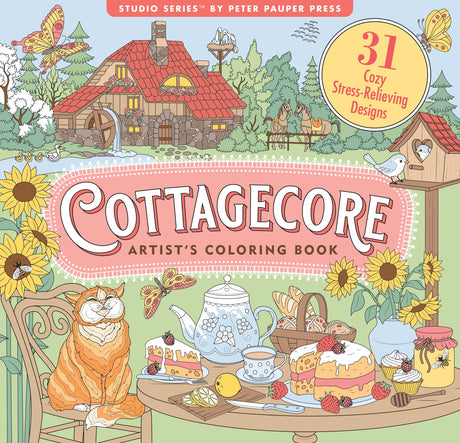 Cottagecore Adult Coloring Book (31 stress-relieving designs) PETER PAUPER PRESS