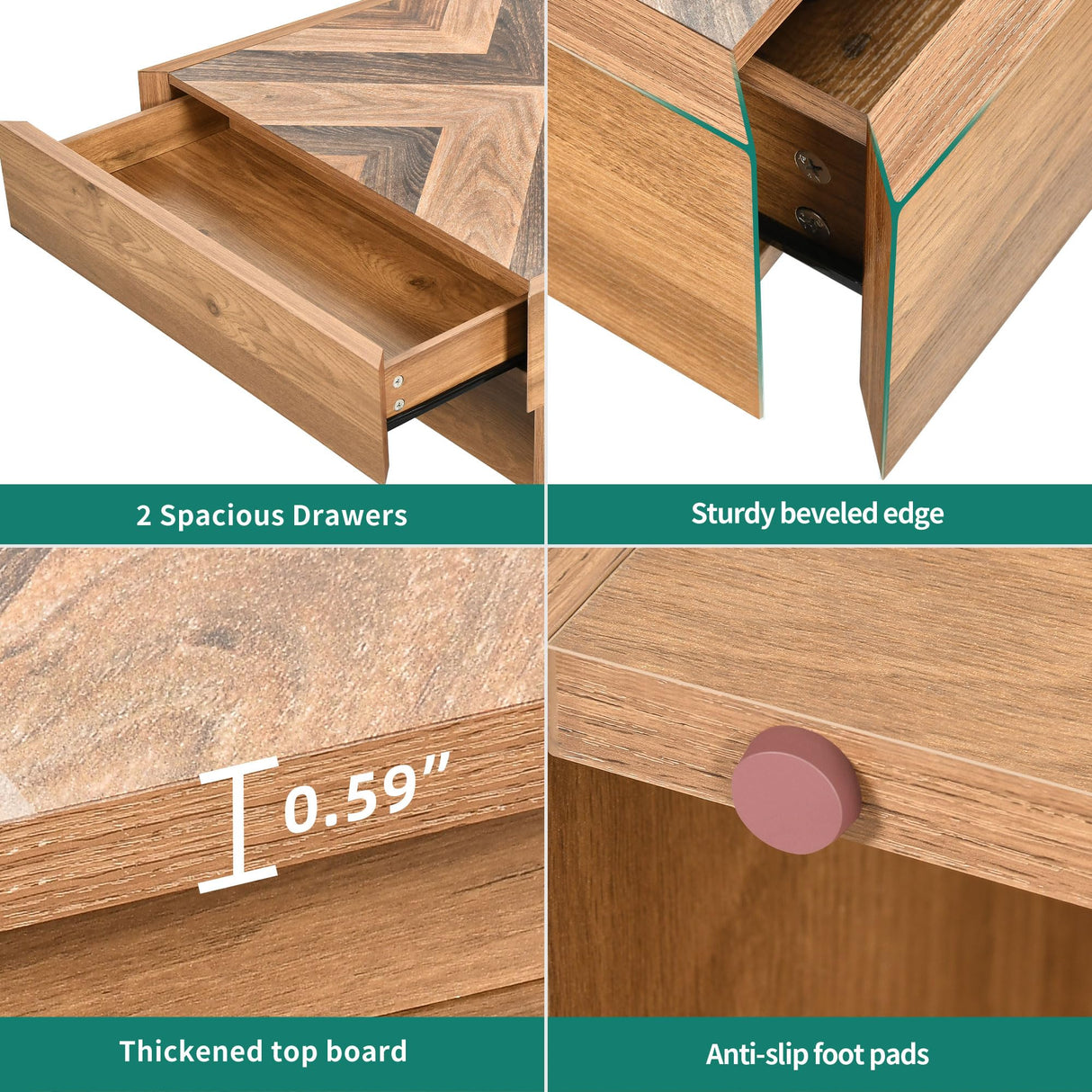 YITAHOME LED Game Coffee Table with 2 Drawers Storage, Square Modern Coffee Table Engineered Wood Low Coffee Tables for Living Room Decor, Farmhouse Rustic Center Table, Brown YITAHOME