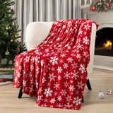 PAVILIA Christmas Throw Blanket | Red Snowflake Christmas Fleece Blanket | Soft, Plush, Warm Winter Cabin Throw, 50x60 (Red/White Snowflake) PAVILIA