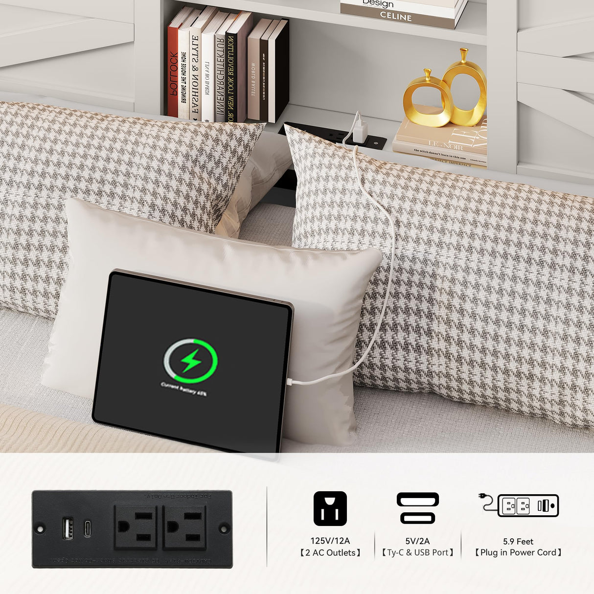 DWVO Farmhouse King Bed Frame with Headboard, Platform Bed with LED Lights and Charging Station, Sliding Barn Door, Solid Metal Slats, No Box Spring Needed (White) DWVO