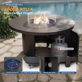 Kurapika 5 Pieces Patio Furniture Set, Rattan Wicker Outdoor Conversation Sets, 4 Woven Rattan Swivel Chairs w/48in Propane Fire Pit Table and Thickened Cushions, Sand Kurapika