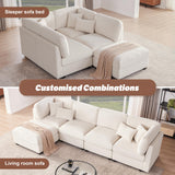 Huatean Home 125 Inch Oversized Corduroy Modular Sectional Sofa, U Shaped Modular Couch with Storage, 5 Seat Convertible Corduroy Couch, Comfy Sectional Couches for Living Room with Foam, Light Beige Huatean Home