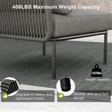 LayinSun 9 Pieces Aluminum Patio Furniture Set, Modern Modular Sectional Sofa with Fire Pit Table and Upgrade Thickness Cushion LayinSun