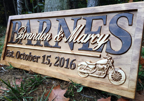 Personalized Motorcycle Gifts Motorcycle Wedding Sign Harley Davidson Sign Personalized Couples Gift Wood Family Name Custom Last Name Sign 3D Woodworker