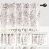 Floral Linen Curtains 108 inch Length for Living Room Black and Cream Patterned Curtains Sketch Print Burlap Textured Rustic Farmhouse Country Curtains Shabby Chic Extra Long Floral Drapes 9 FT Meikelor