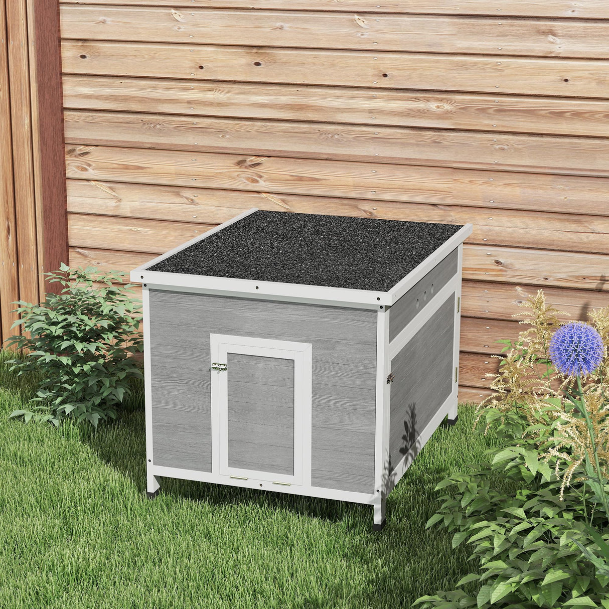 PawHut Duck Coop, Wooden Chicken House Rabbit Hutch with Openable Roof, Removable Floor, Double Doors, Ramp, Duck House for 3-6 Chickens, Geese, 30" x 38" x 30" PawHut