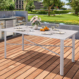 YITAHOME 59" Rectangular Outdoor Patio Dining Table for 6-Person, Outdoor Patio Dining Table with 2" Umbrella Hole and Sturdy Iron Frame Perfect for Lawn Backyard Garden, Gray YITAHOME