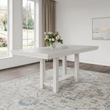 Signature Design by Ashley Robbinsdale Farmhouse Distressed Counter Height Dining Extension Table with Trestle Base, Planked Effect and 2 Removable End Leaves, White Signature Design by Ashley