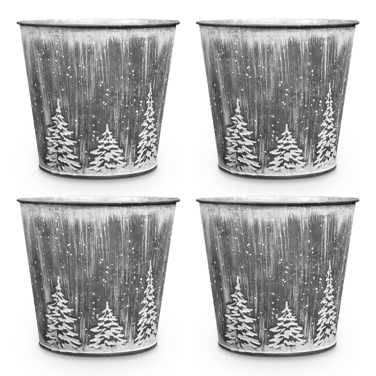 Putuo Decor Christmas Galvanized Buckets, Silvery Small Metal Bucket Christmas Ice Buckets, Farmhouse Pails Plants Flowers Tin Planters for Party Home Table Centerpieces Storage Decor 5.9X5.3 in Putuo Decor