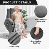 Power Lift Recliner Chair for Elderly Overstuffed Large Electric Lift Chair with Heat and Massage for Big and Tall Adults Reclining Sofa Chair with 2 Cup Holders, Side Pockets, USB Charge Port, Gray WARMTOBABY