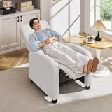 Topeakmart Boucle Recliner Sofa Push Back Recliner Chair Adjustable Modern Single Reclining Chair Upholstered Sofa with Pocket Spring Living Room Bedroom Home Theater White Topeakmart