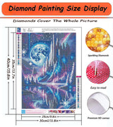 APTDYIGL 5D Moon Landscape Diamond Painting Kits for Adults Beginner,DIY Moon Landscape Diamond Art Kits for Adults,Round Full Drill Diamond Dots with Gem Art Kits,Home Wall Decor 12x16inch APTDYIGL