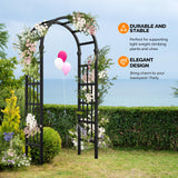 VINGLI Vinyl Garden Arbor, PVC Wedding Arch for Ceremony Party, Garden Trellis for Climbing Plants Outdoor, Arch Backdrop Stand for Garden, Backyard, Lawn (Black) VINGLI