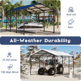 Carport Canopy 10x15 Heavy Duty,Metal Carport with Reinforced Structrure and Base,Outdoor Garage Car Shelter Frame for Pickup, Boat, Car and Tractors，Black TIMWNER